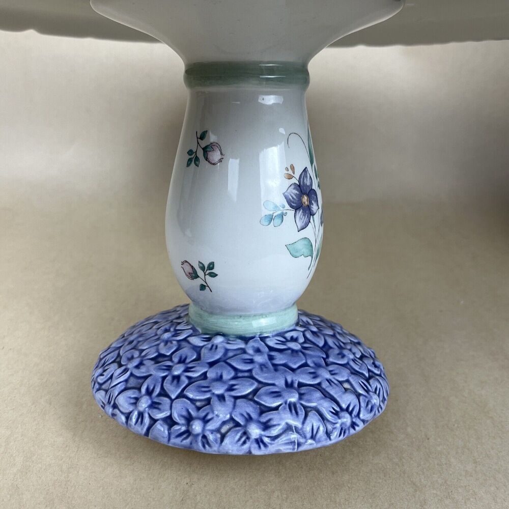 HTF PFALTZGRAFF April Embrossed‎ Floral Pedestal Cake Plate Stand 12" D Mint - Picture 7 of 13